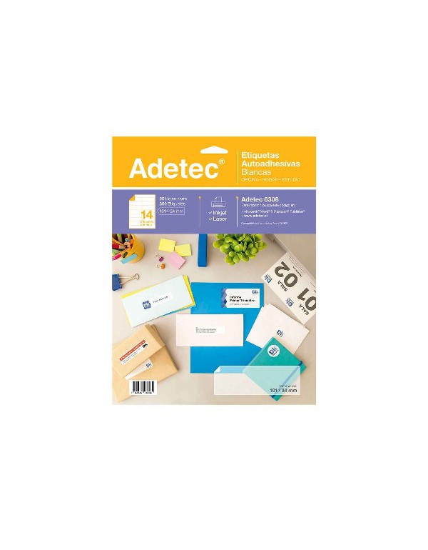 Etiqueta Adetec Blanca Ink-Jet/Laser 25H 101x34mm 06308 | DColon
