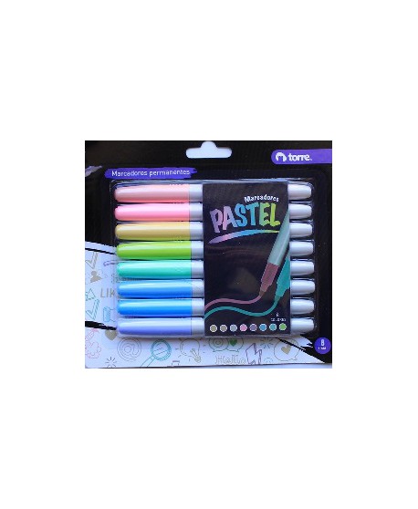 Marcadores Permanente  8 Colores Pastel Torre 30652 | DColon