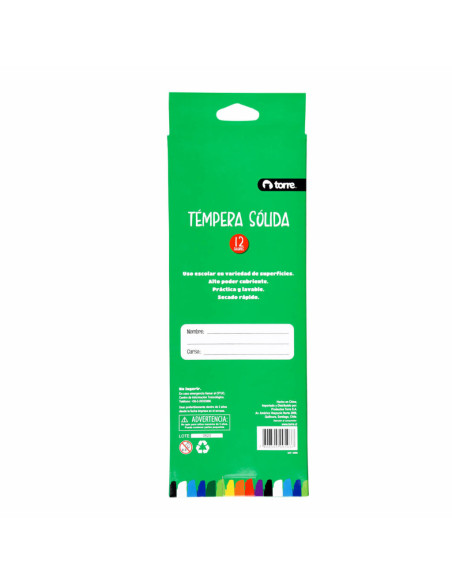 Tempera Solida 12 Colores Torre 30680 | DColon
