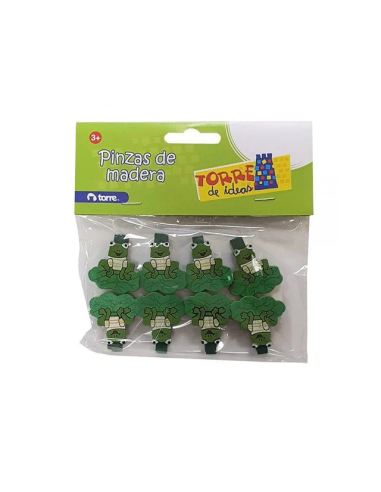 Pinzas de Madera Animales 8Unid.Torre Ideas 28134 | DColon