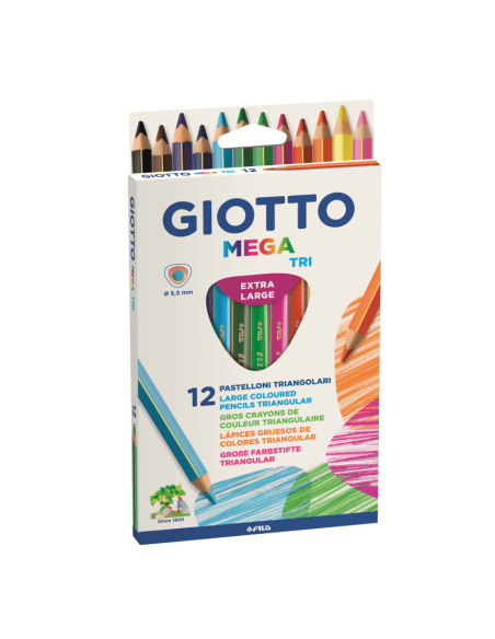 Lapiz Giotto Mega-Tri 12 Colores Jumbo Cod.220609 | DColon