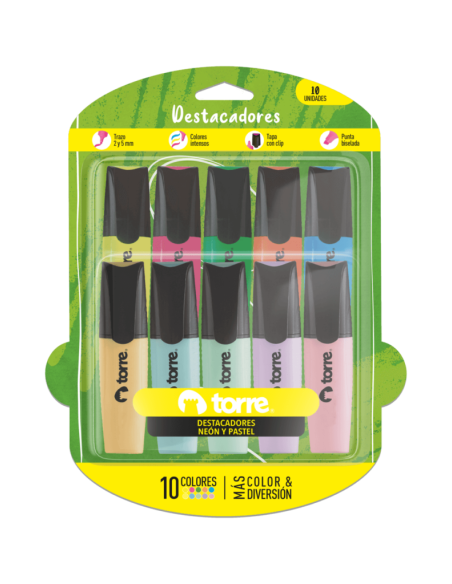 Set Destacadores 5 Neon +5 Pastel Torre 32817