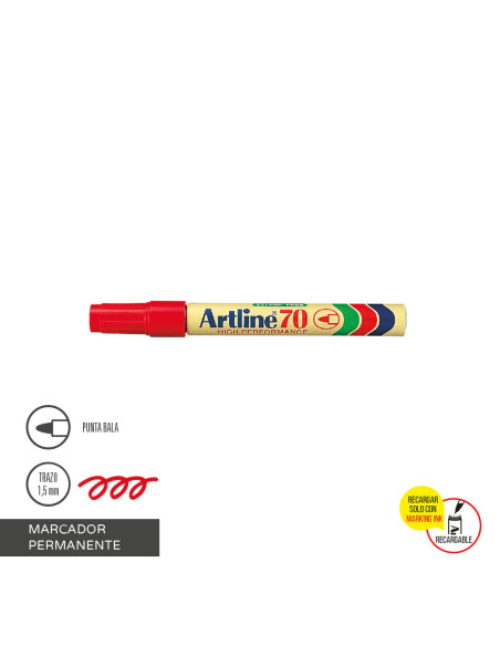 Marcador Perman.Artline 70 Rojo Pta/Red.EK-70 | DColon