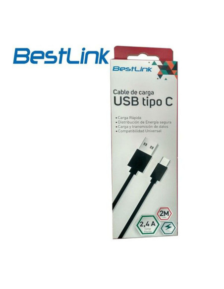 Cable de Carga USB Tipo C Negro 2mt Bestlink BL-CH06002B | DColon