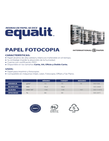 Resma Fotocopia Equalit Oficio Multiuso 75g | DColon