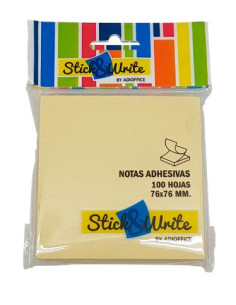 Nota adhesiva Adioffice Amarillo 76x76mm 100H 107002 | DColon 