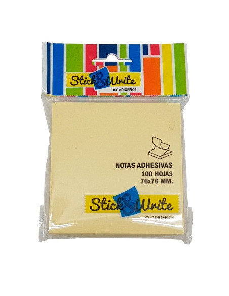 Nota adhesiva Adioffice Amarillo 76x76mm 100H 107002 | DColon 