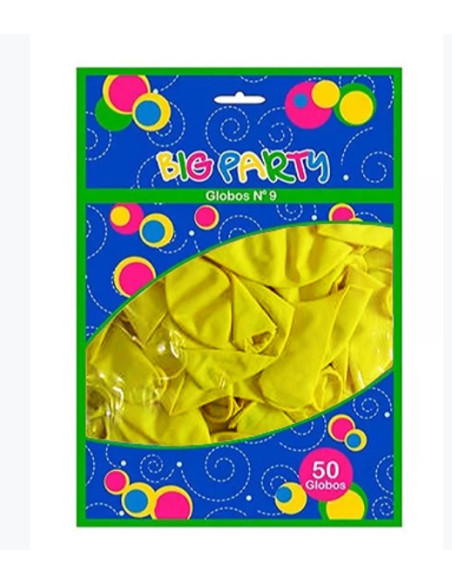 Globos Big Party N9 Amarillo 50U 393824 | DColon 