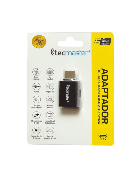 Adaptador Tecmaster TipoC USB 3.0 Macho a Hembra TM100532-GF | DColon
