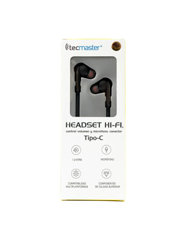 AudifonoTecmaster Hi-Fi Tipo C Negro TM-300517 | DColon