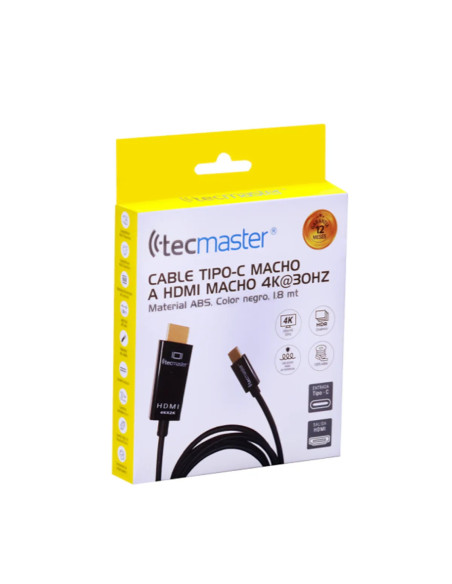 Cable USB Tipo-C - HDMI 4K 1.8m Tecmaster TM-100539 | DColon