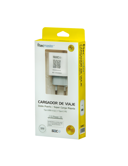 Cargador de Viaje 1 USB + Typec 20W  TM-200523 | DColon