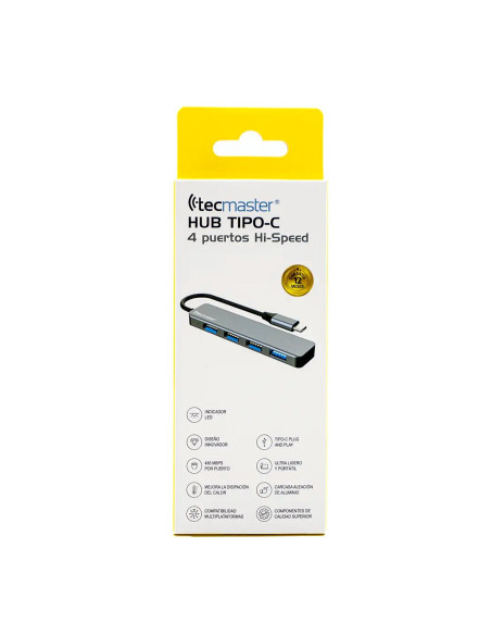 Mini  Hub Tecmaster Tipo-C  4 Puertos TM-100526 | DColon