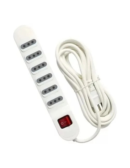Alargador 3m Macrotel c/Switch 6 Posic. Blanco ME-070W | DColon