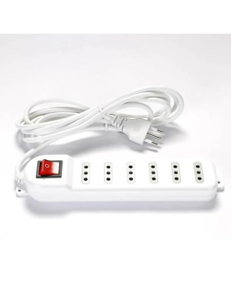 Alargador 3m Macrotel c/Switch 6 Posic. Blanco ME-070W | DColon