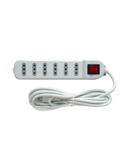 Alargador 3m Macrotel c/Switch 6 Posic. Blanco ME-070W | DColon