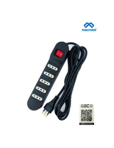 -Alargador 3m Macrotel c/Switch 5 Posic. Negro ME-071B | DColon
